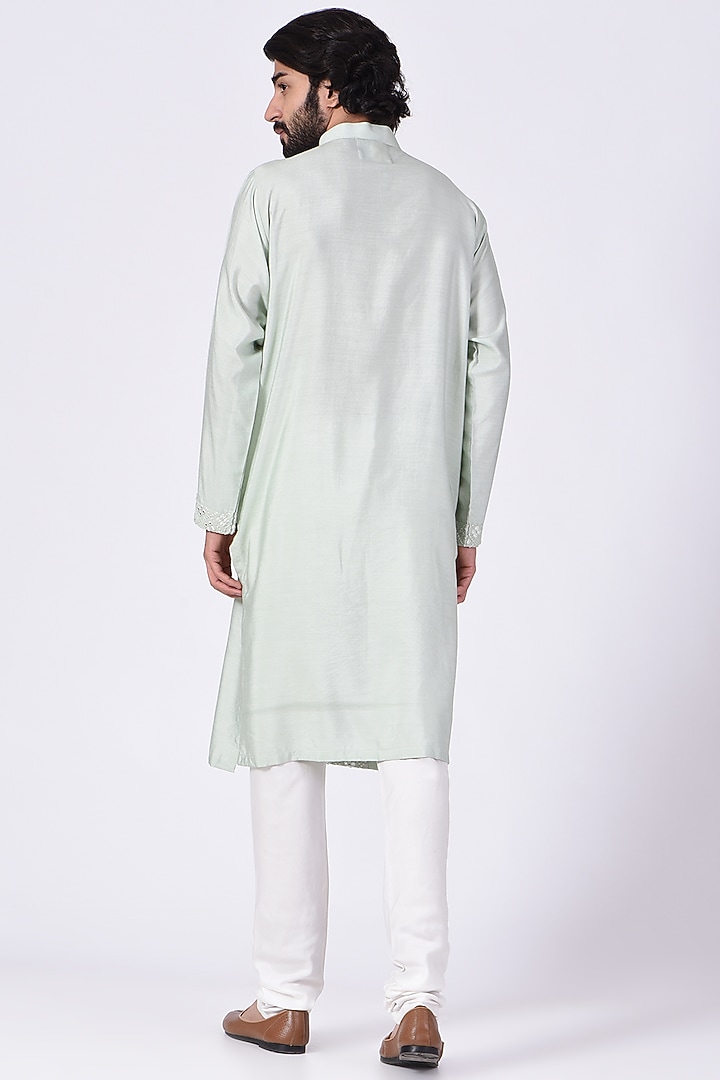 Yellow Soft Silk Printed Kurta Set by Ankit V Kapoor at Pernia's Pop Up Shop