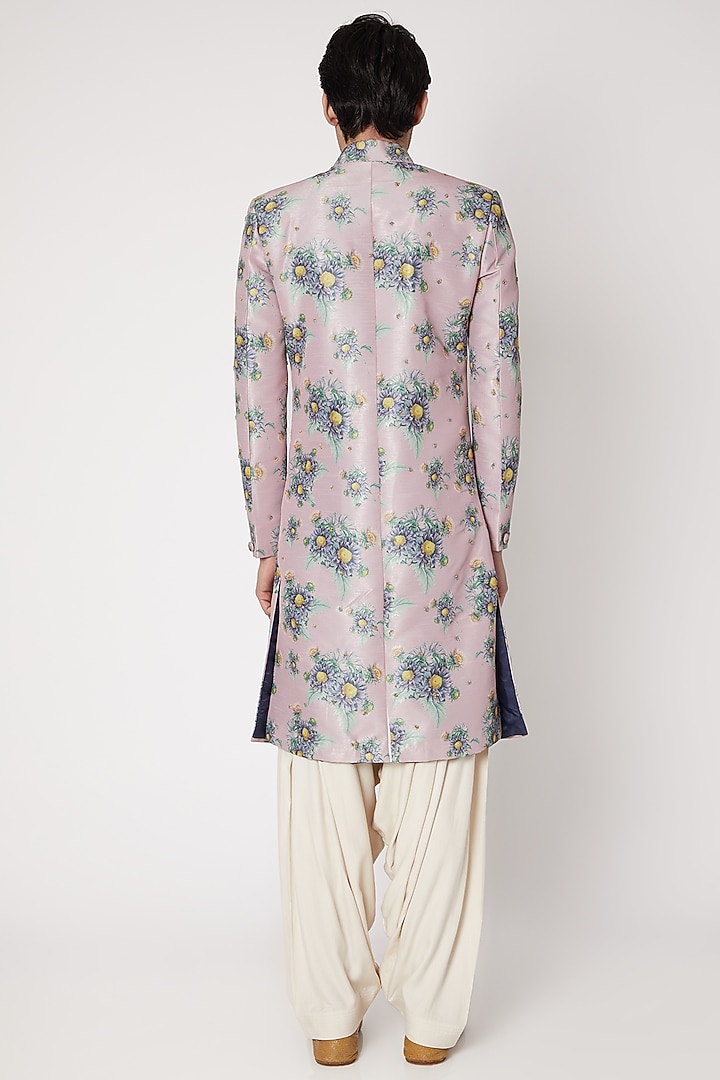 Vintage Pink Embroidered & Printed Wedding Sherwani Set by Ankit V Kapoor at Pernia's Pop Up Shop
