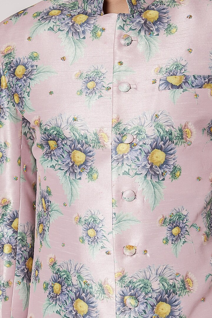 Vintage Pink Embroidered & Printed Wedding Sherwani Set by Ankit V Kapoor at Pernia's Pop Up Shop