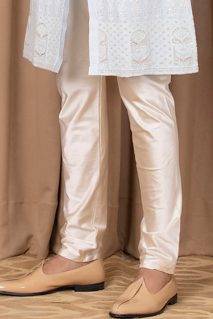 Powder Blue Embroidered Kurta Set by Ankit V Kapoor at Pernia's Pop Up Shop