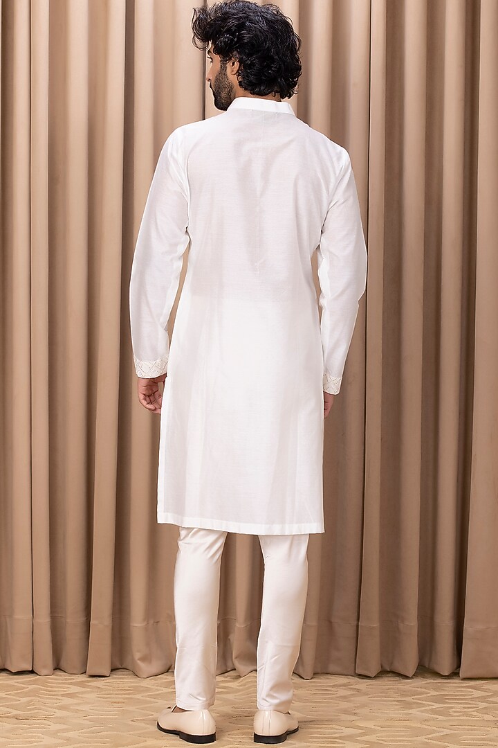 Ivory Georgette Machine Embroidered Kurta Set by Ankit V Kapoor at Pernia's Pop Up Shop
