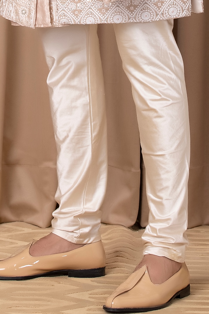 Beige Cotton Silk Hand Embroidered Groom Sherwani Set by Ankit V Kapoor at Pernia's Pop Up Shop