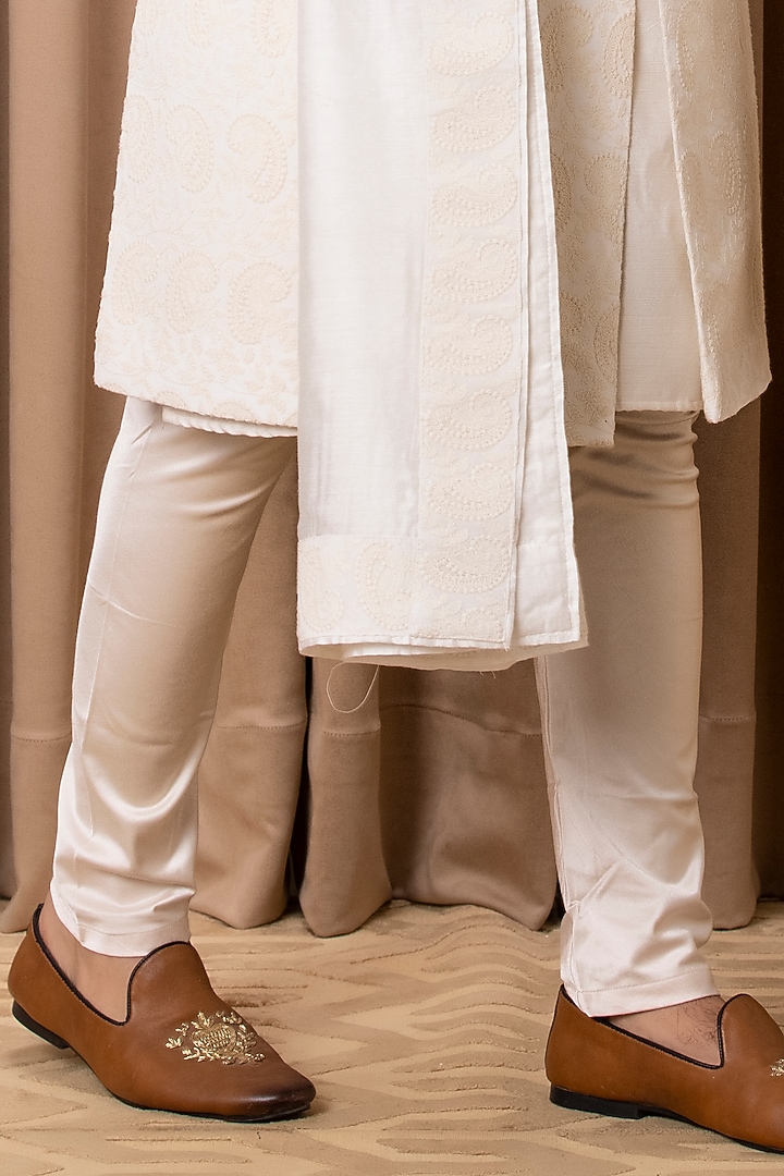 Ivory Embroidered Groom Sherwani Set by Ankit V Kapoor at Pernia's Pop Up Shop