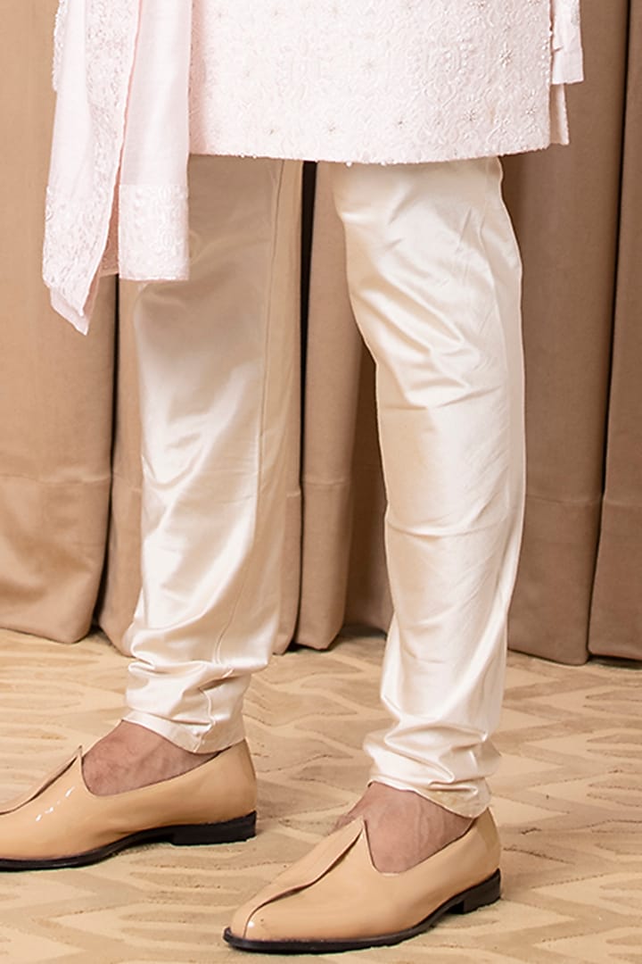 Powder Pink Embroidered Groom Sherwani Set With Stole by Ankit V Kapoor at Pernia's Pop Up Shop