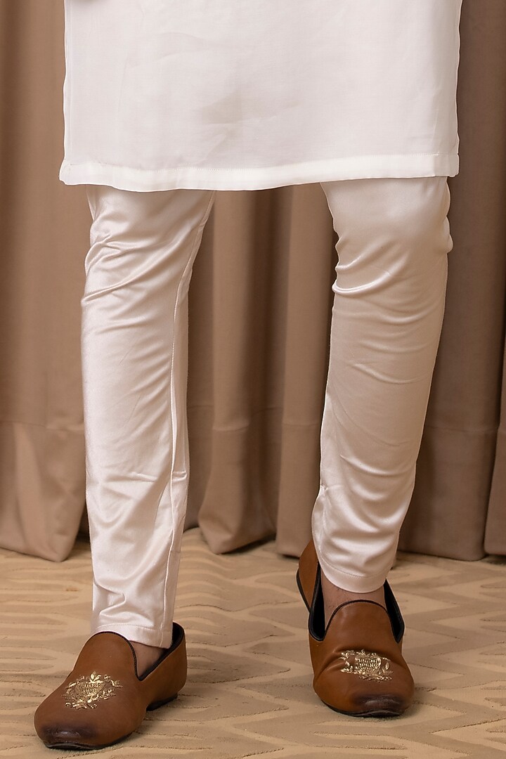 Beige Raw Silk Mirror Hand Embroidered Bundi Jacket Set by Ankit V Kapoor at Pernia's Pop Up Shop