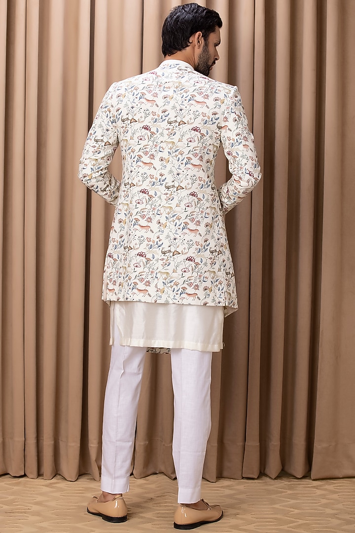 Ivory Digital Printed Indo-Western Jacket Set by Ankit V Kapoor at Pernia's Pop Up Shop