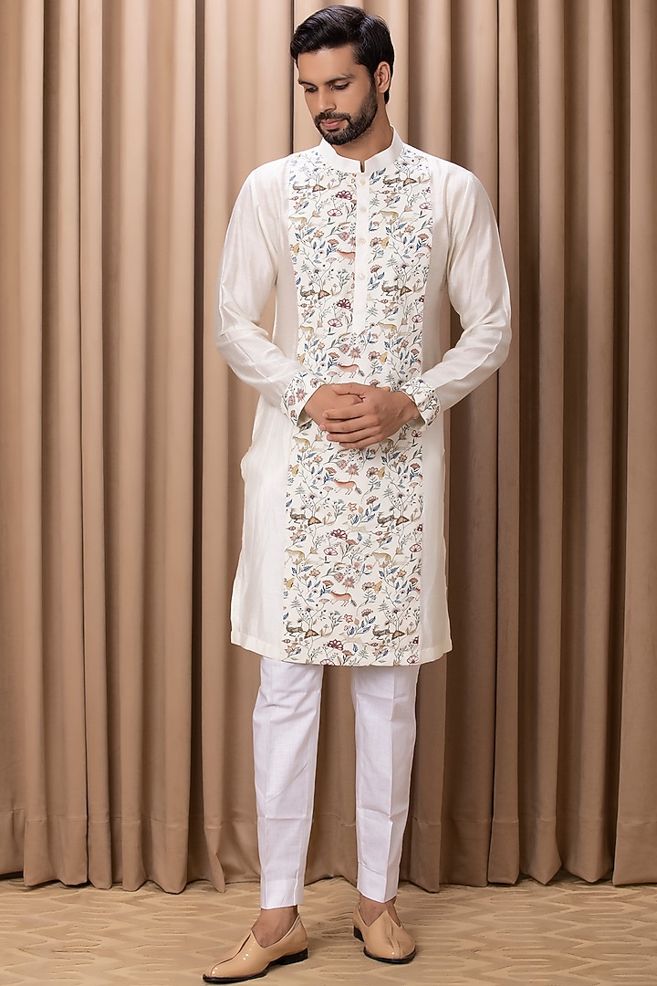 Ivory Digital Printed Indo-Western Jacket Set by Ankit V Kapoor at Pernia's Pop Up Shop