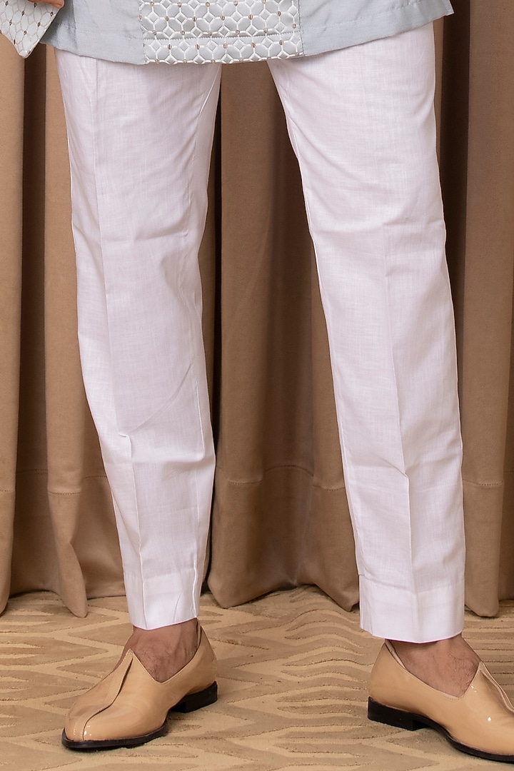 Powder Blue Jaquard Indo-Western Jacket Set by Ankit V Kapoor at Pernia's Pop Up Shop