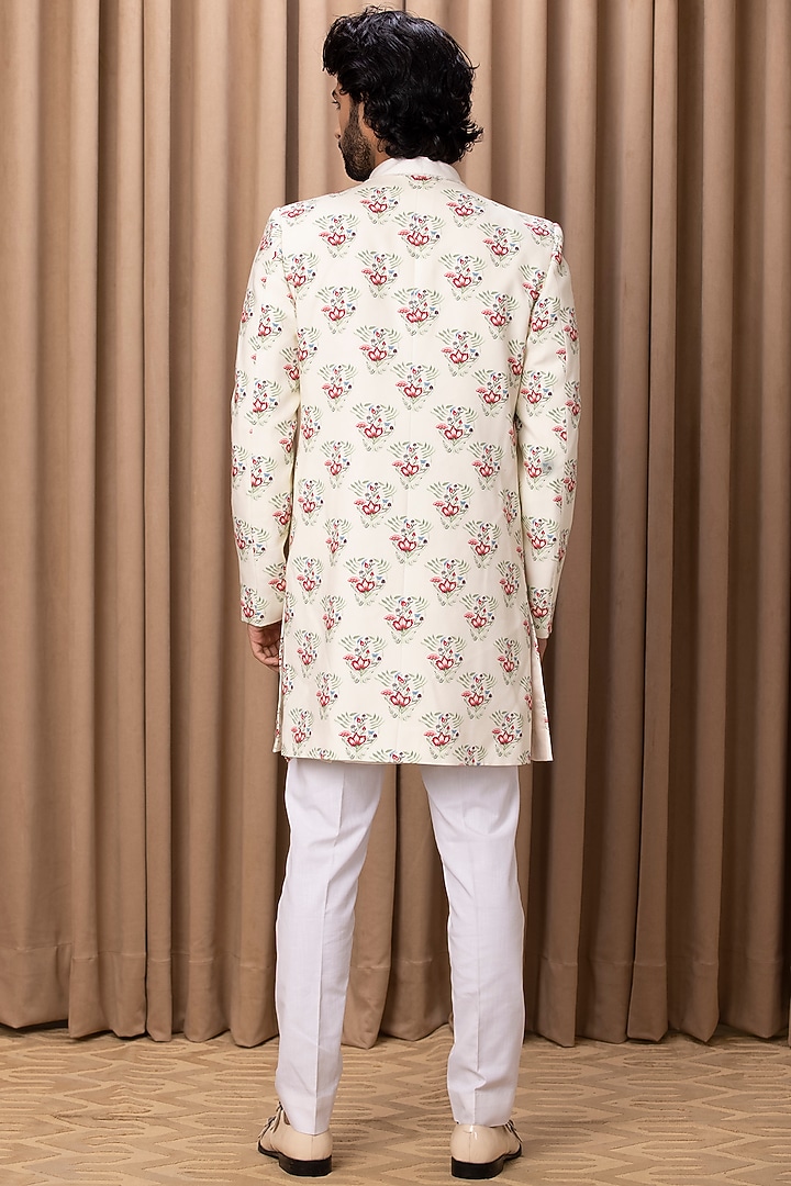 Off-White Printed Indo-Western Jacket Set by Ankit V Kapoor at Pernia's Pop Up Shop