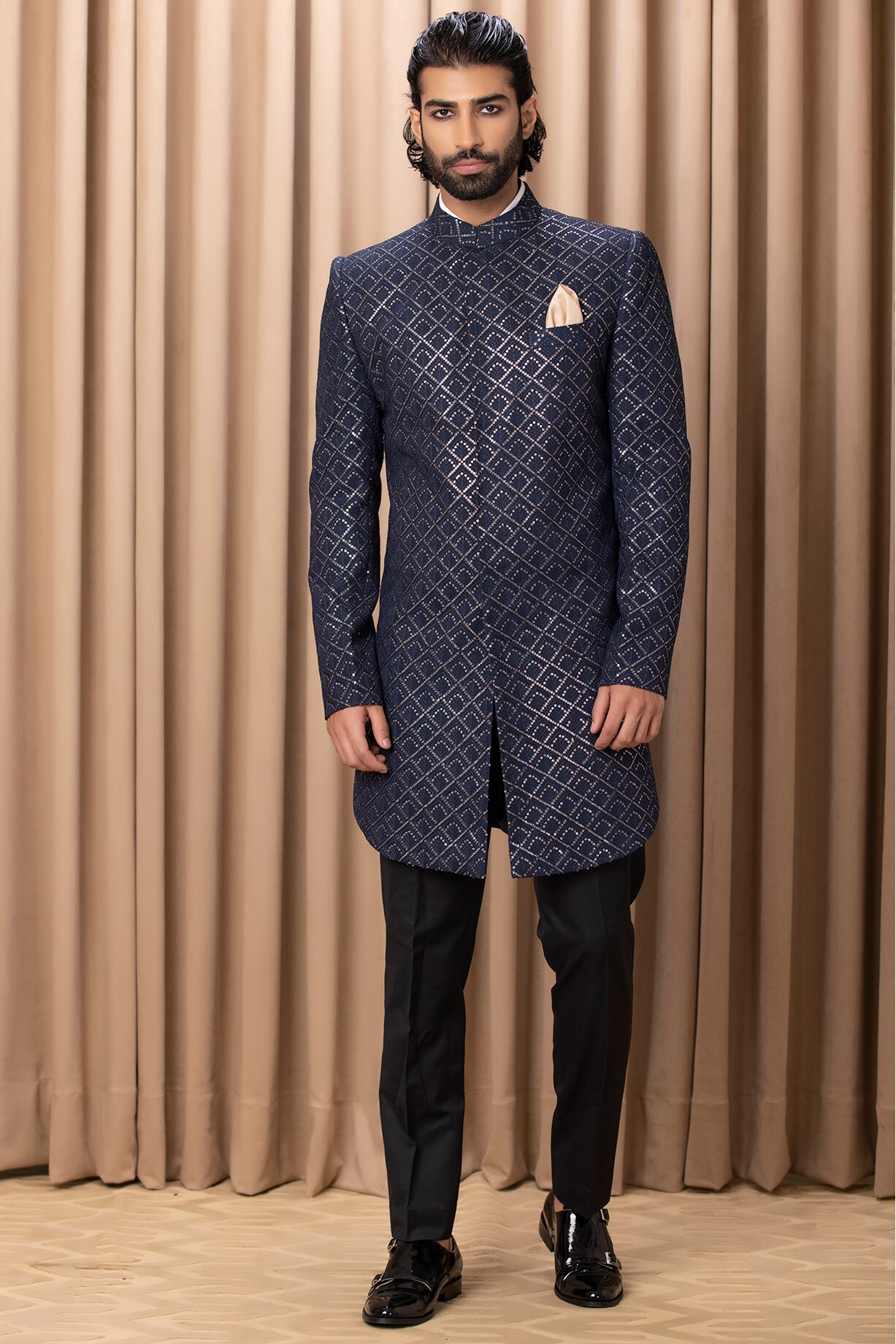 Blue Velvet Jacket with Gold Embroidery – Pia Ka Ghar