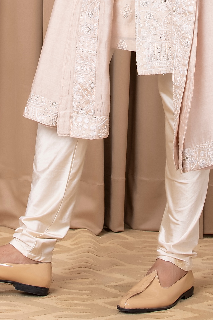 Powder Pink Embroidered Groom Sherwani Set by Ankit V Kapoor at Pernia's Pop Up Shop