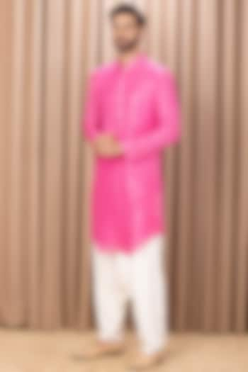 Hot Pink Embroidered Kurta Set by Ankit V Kapoor