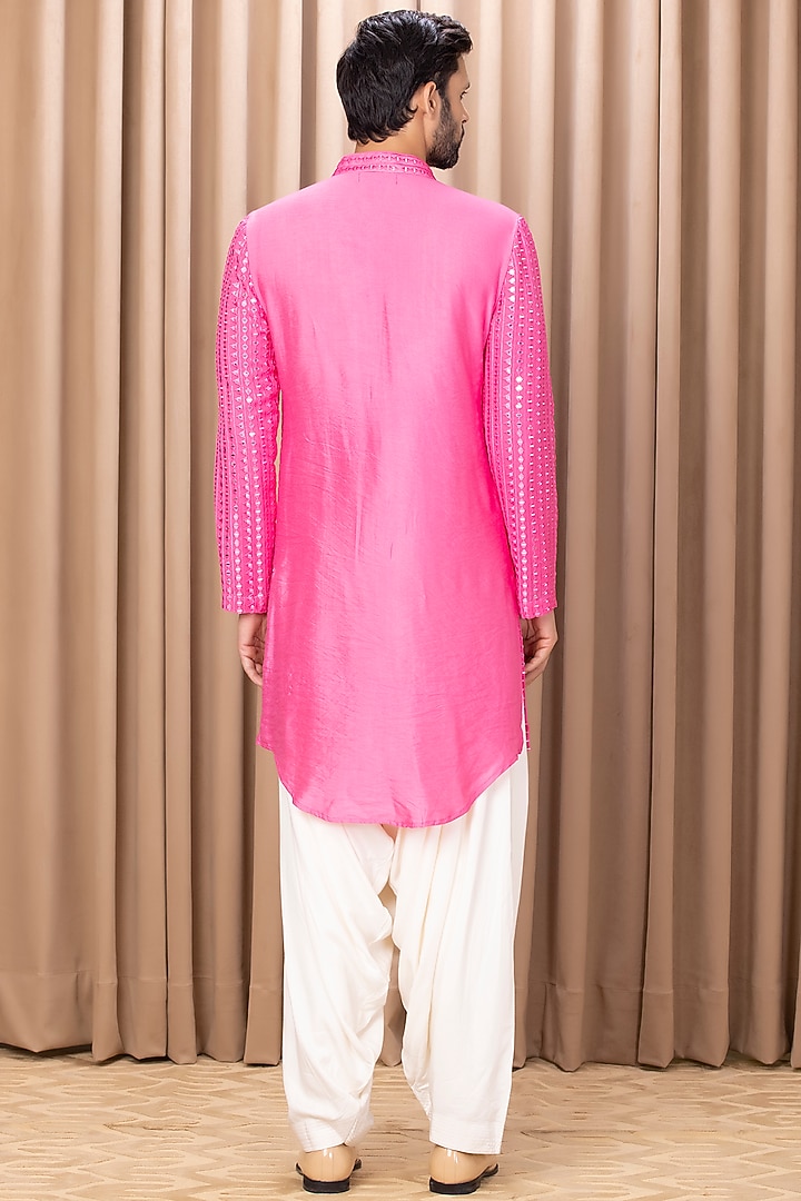 Hot Pink Embroidered Kurta Set by Ankit V Kapoor at Pernia's Pop Up Shop