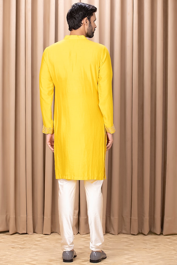 Mustard Embroidered Kurta Set by Ankit V Kapoor at Pernia's Pop Up Shop
