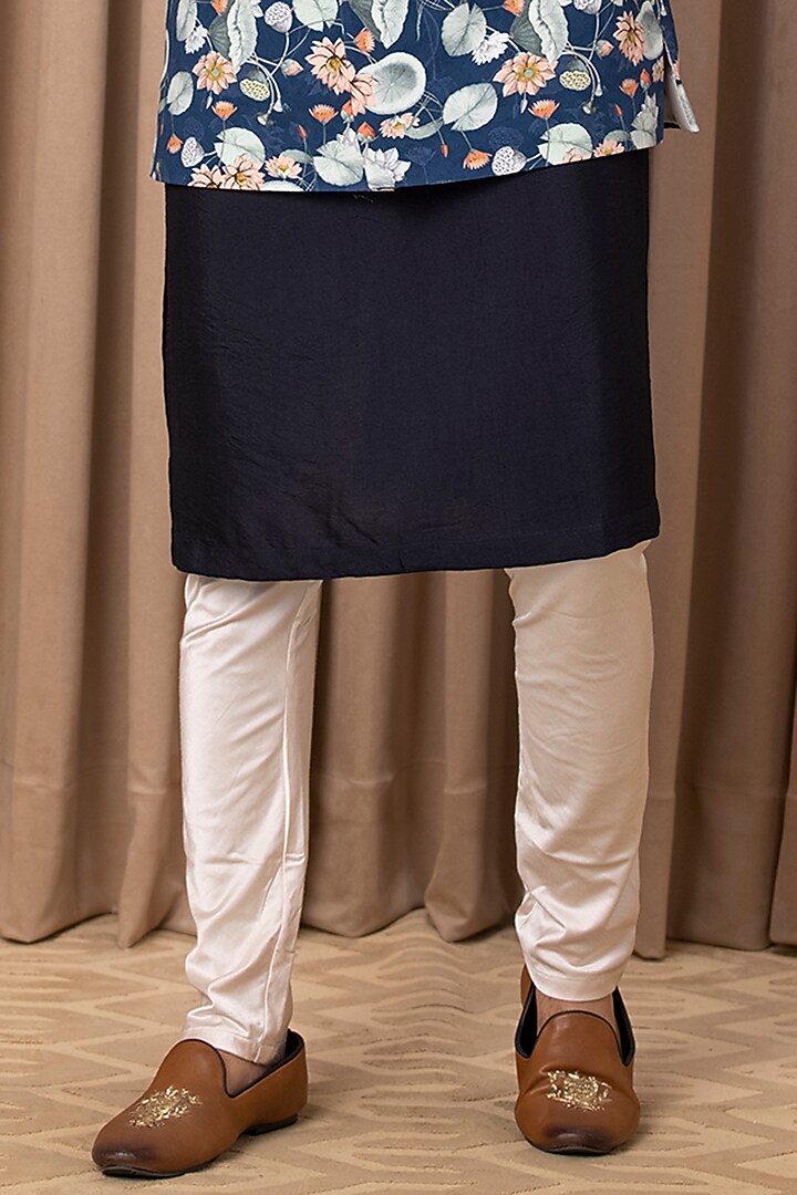 Blue Printed Nehru Jacket With Kurta Set by Ankit V Kapoor at Pernia's Pop Up Shop