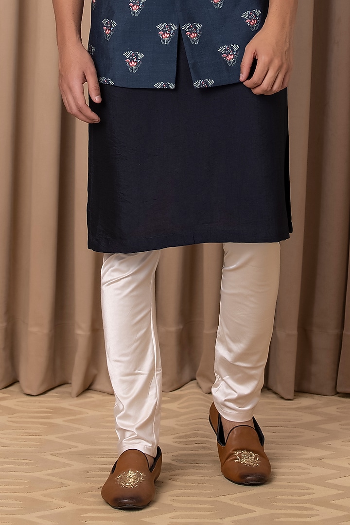 Blue Cotton Silk Digital Printed Nehru Jacket Set by Ankit V Kapoor at Pernia's Pop Up Shop