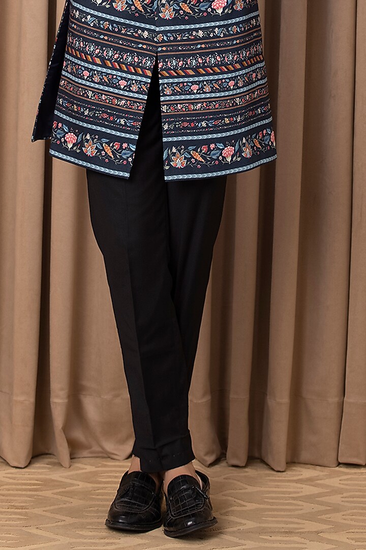 Navy Printed Wedding Indowestern Jacket Set by Ankit V Kapoor at Pernia's Pop Up Shop