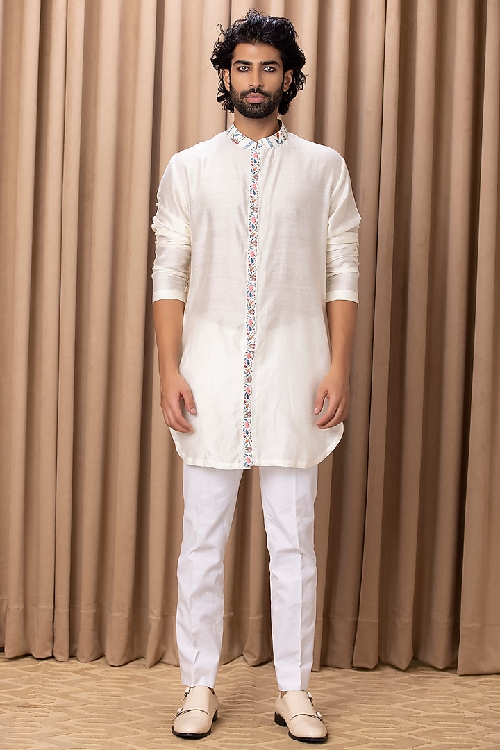 Off-White Printed Wedding Indowestern Jacket Set by Ankit V Kapoor at Pernia's Pop Up Shop