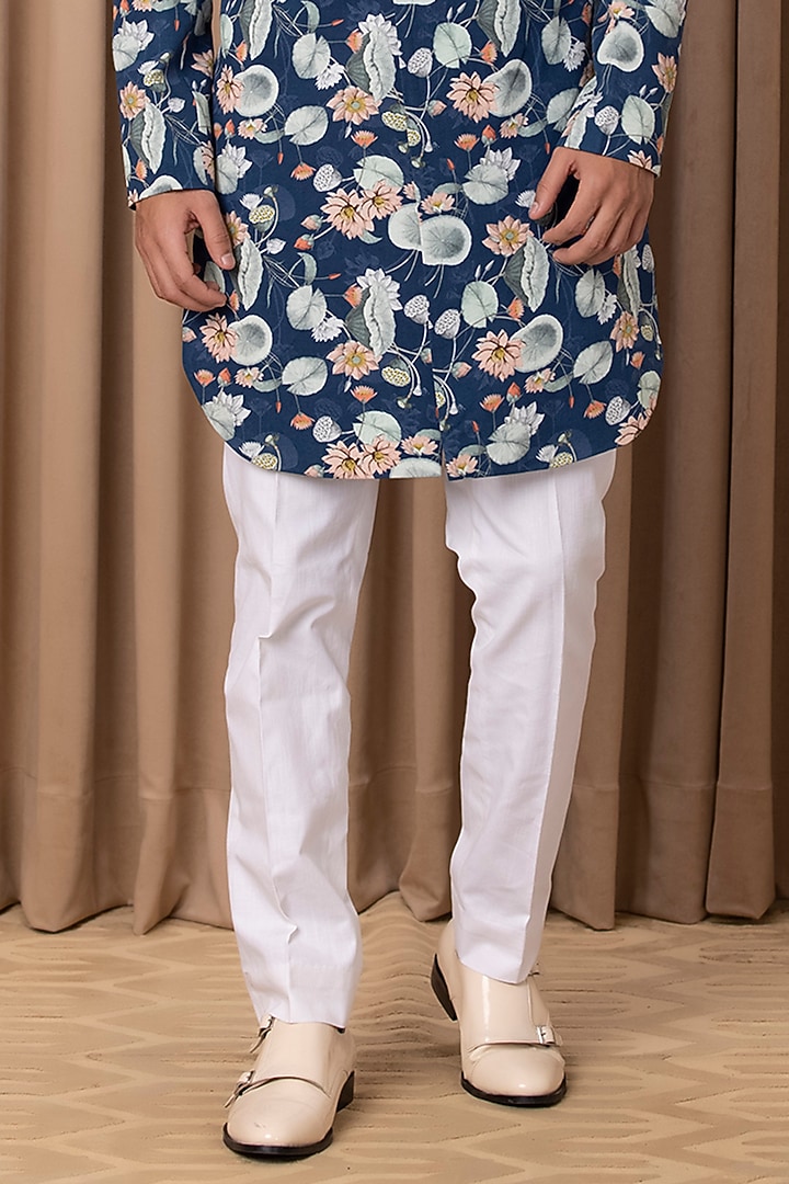 Navy Printed & Hand Painted Wedding Indowestern Jacket Set by Ankit V Kapoor at Pernia's Pop Up Shop