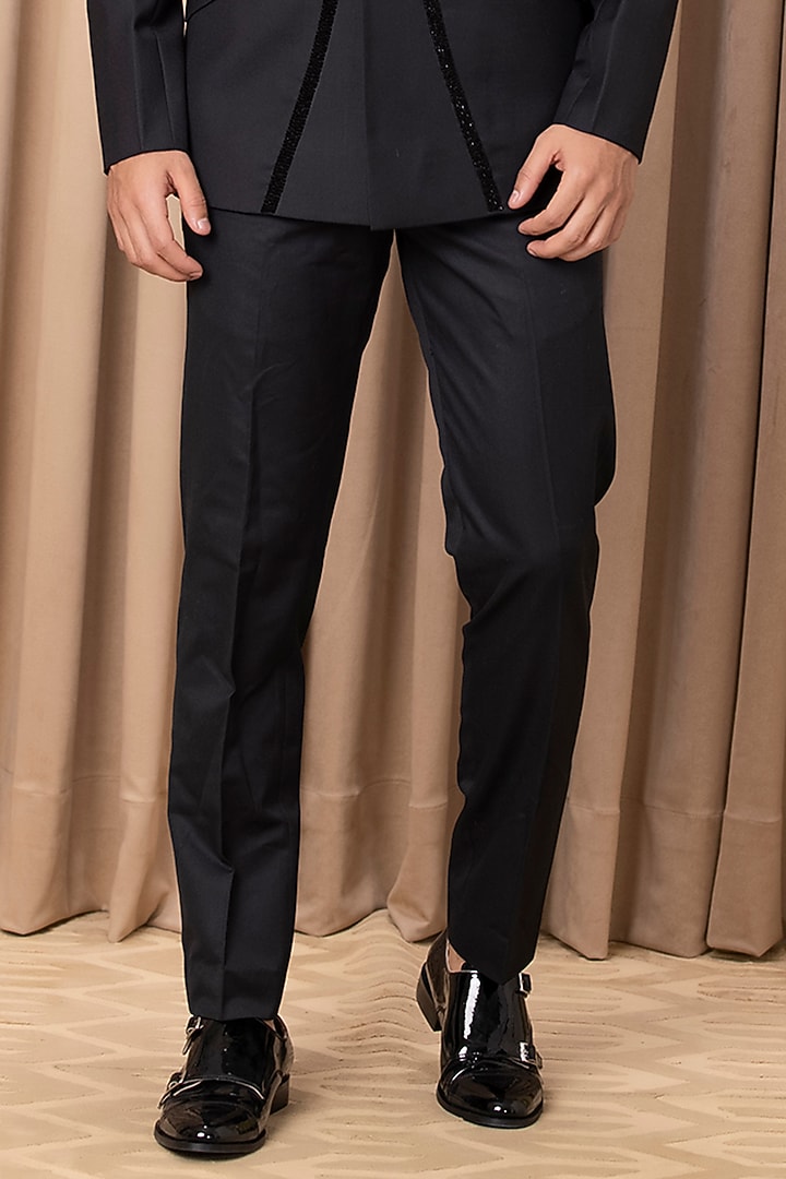 Black Hand Embroidered Tuxedo Set by Ankit V Kapoor at Pernia's Pop Up Shop