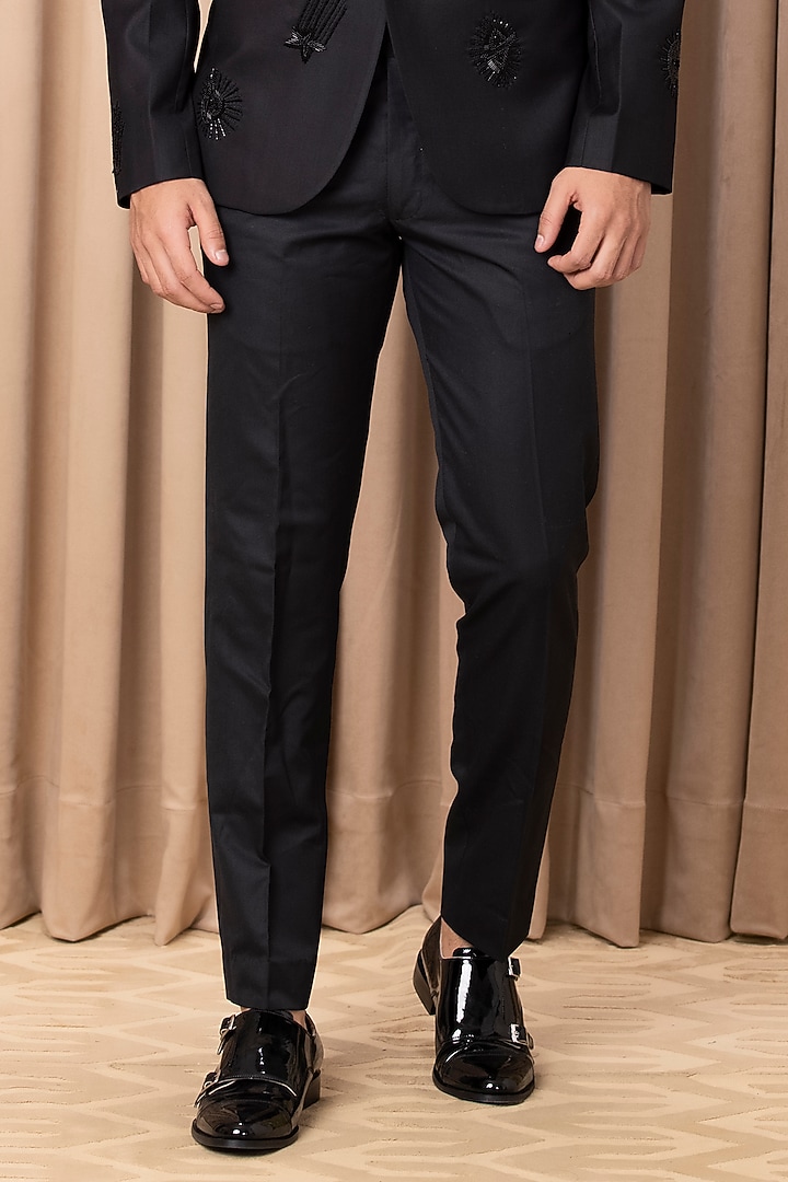 Black Tuxedo Set With Hand Embroidery by Ankit V Kapoor at Pernia's Pop Up Shop