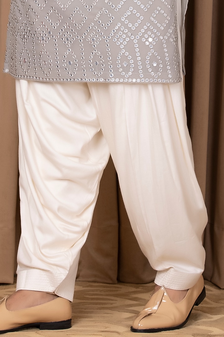 Steel Grey Embroidered Kurta Set by Ankit V Kapoor at Pernia's Pop Up Shop