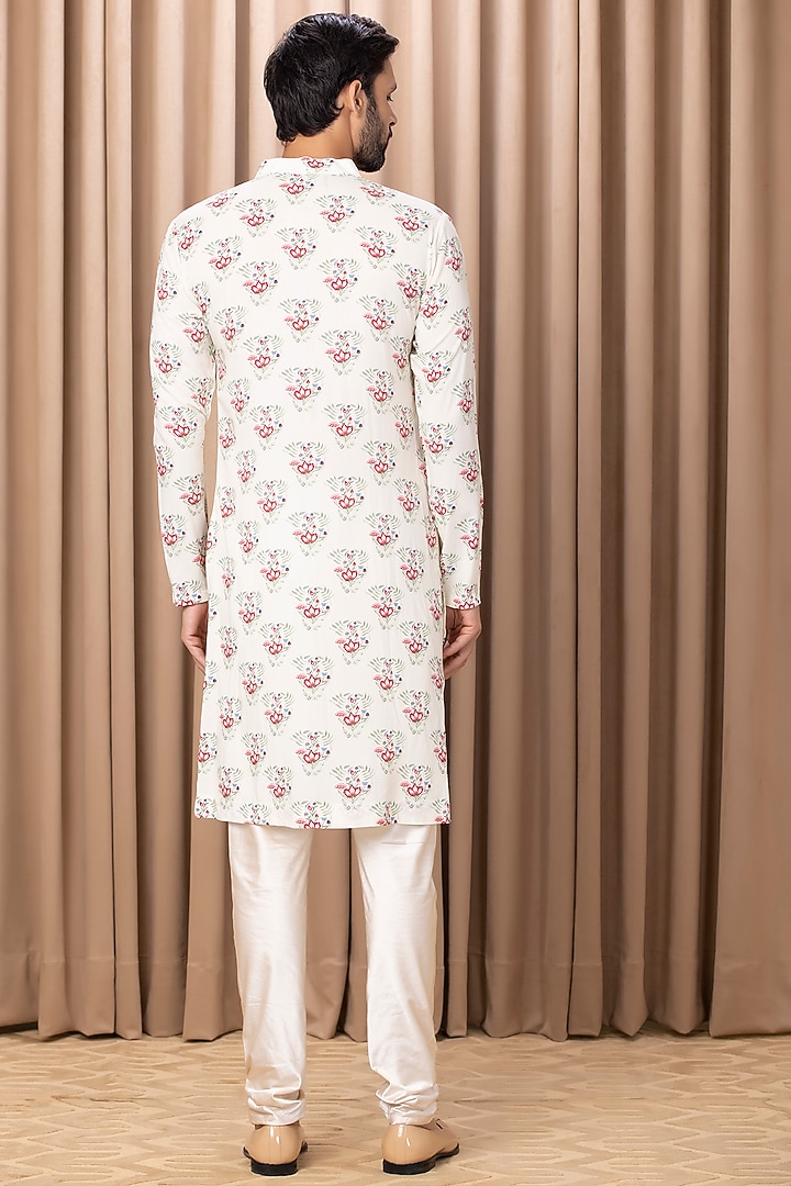 Ivory Cotton Silk Hand-Painted Digital Printed Kurta Set by Ankit V Kapoor at Pernia's Pop Up Shop