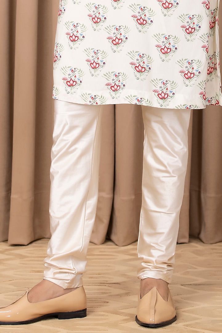 Ivory Cotton Silk Hand-Painted Digital Printed Kurta Set by Ankit V Kapoor at Pernia's Pop Up Shop