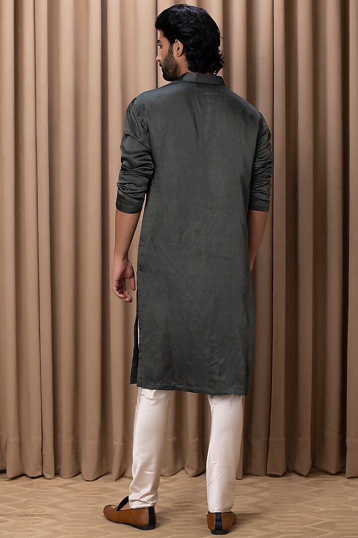 Olive Green Cotton Silk Kurta Set by Ankit V Kapoor at Pernia's Pop Up Shop