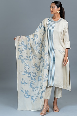 Ivory Dupion Silk Kurta Set by Avni Bhuva