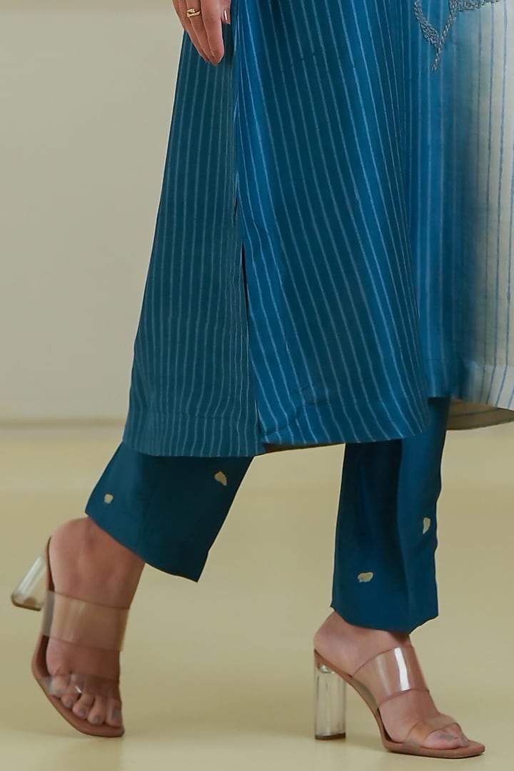 Ivory & Indigo Dupion Silk Kurta Set by Avni Bhuva at Pernia's Pop Up Shop
