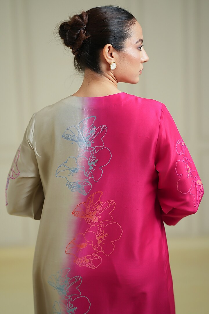 Ivory & Pink Dupion Silk Kurta Set by Avni Bhuva at Pernia's Pop Up Shop