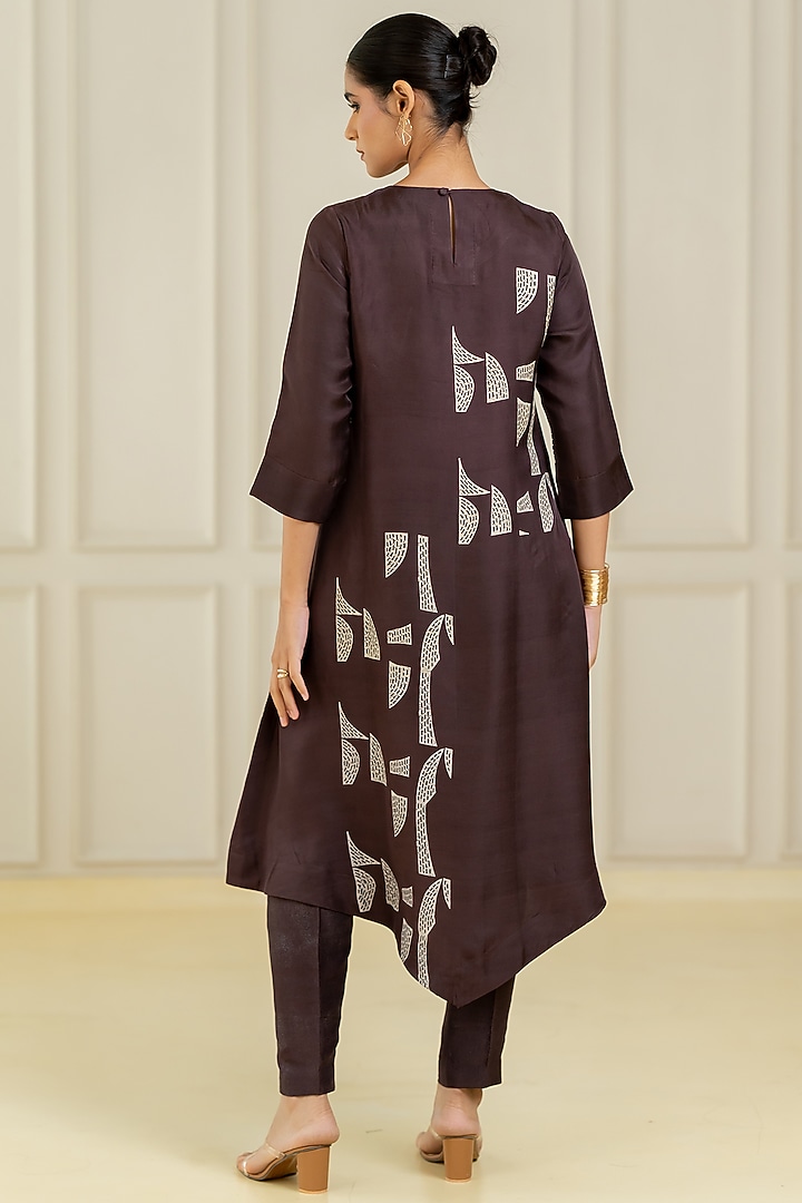 Black Dupion Silk Kurta Set by Avni Bhuva at Pernia's Pop Up Shop