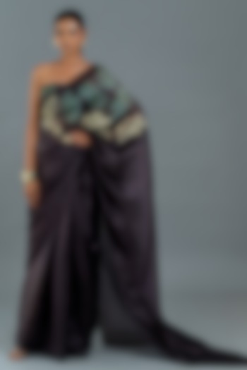 Black Organza Silk Party Wear Saree Set by Avni Bhuva at Pernia's Pop Up Shop