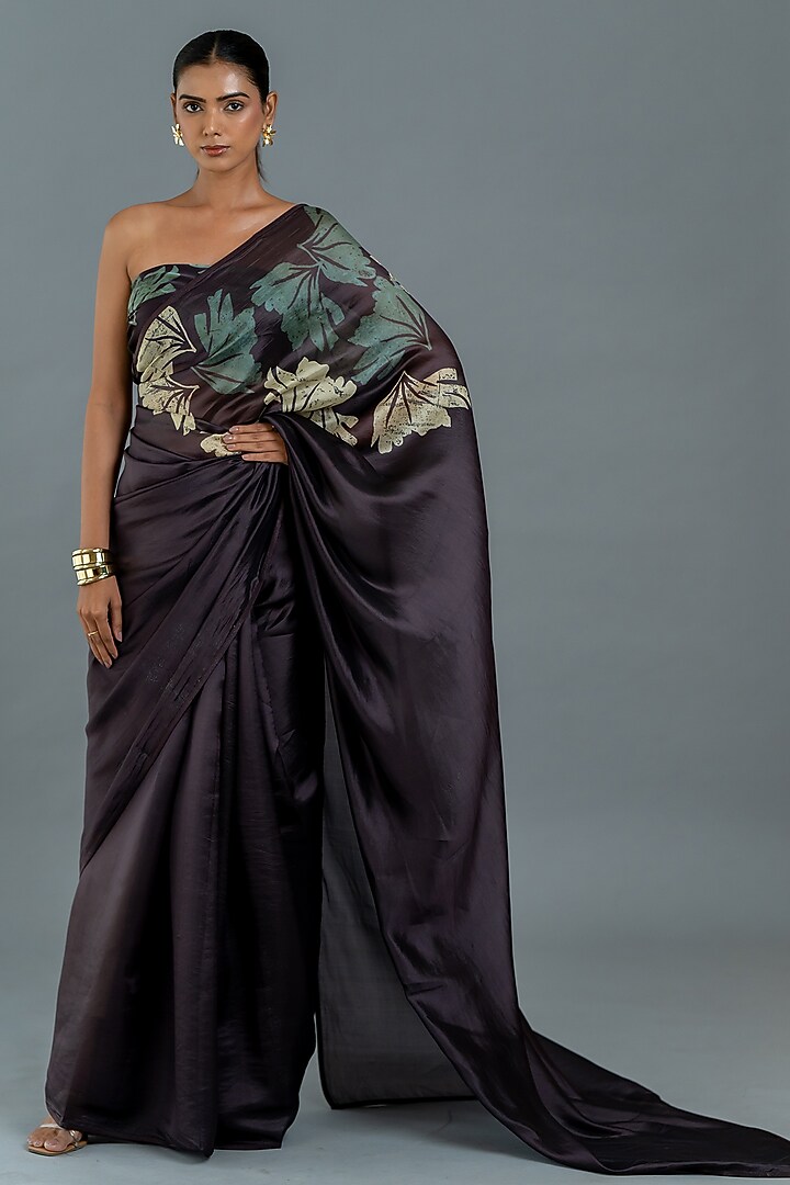 Black Organza Silk Party Wear Saree Set by Avni Bhuva at Pernia's Pop Up Shop
