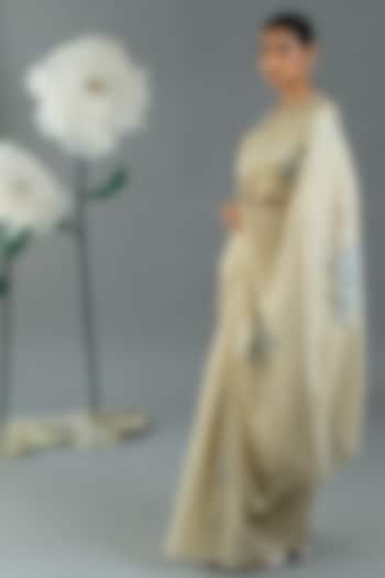 Ivory Organza Silk Party Wear Saree Set by Avni Bhuva at Pernia's Pop Up Shop