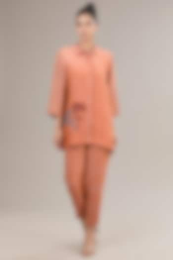 Rust Orange Crepe Linen Co-Ord Set by Avni Bhuva