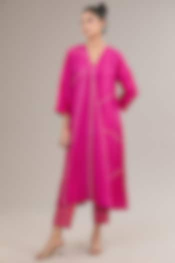 Rani Pink Silk Kurta Set by Avni Bhuva at Pernia's Pop Up Shop