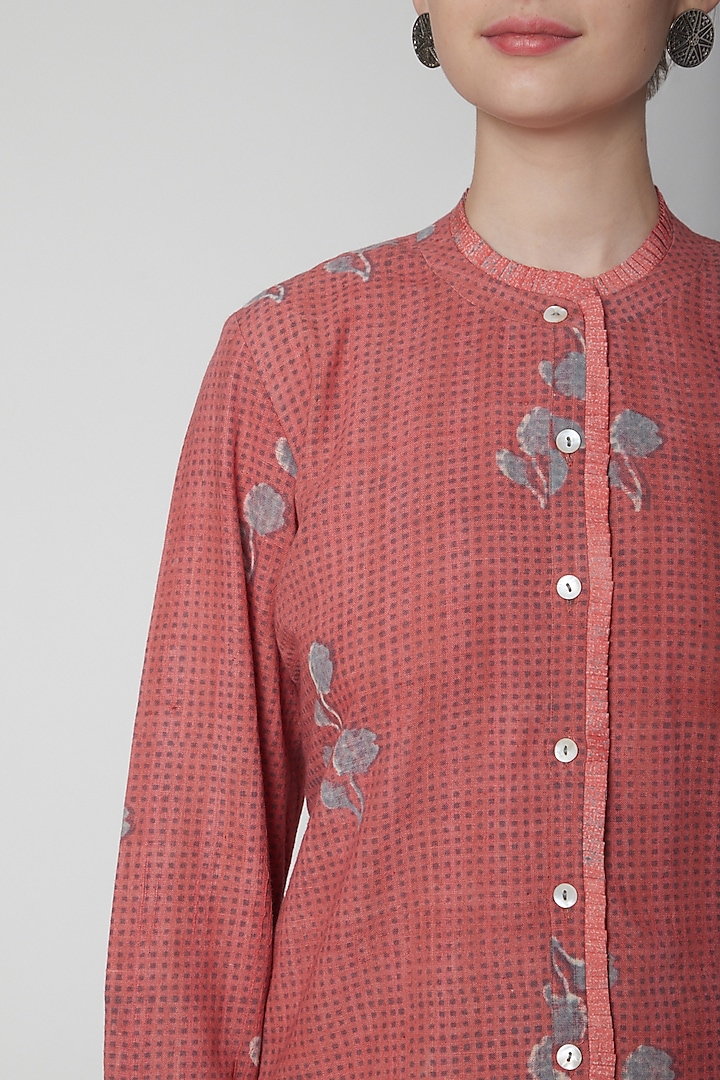 Red Block Printed Shirt by Avni Bhuva at Pernia's Pop Up Shop