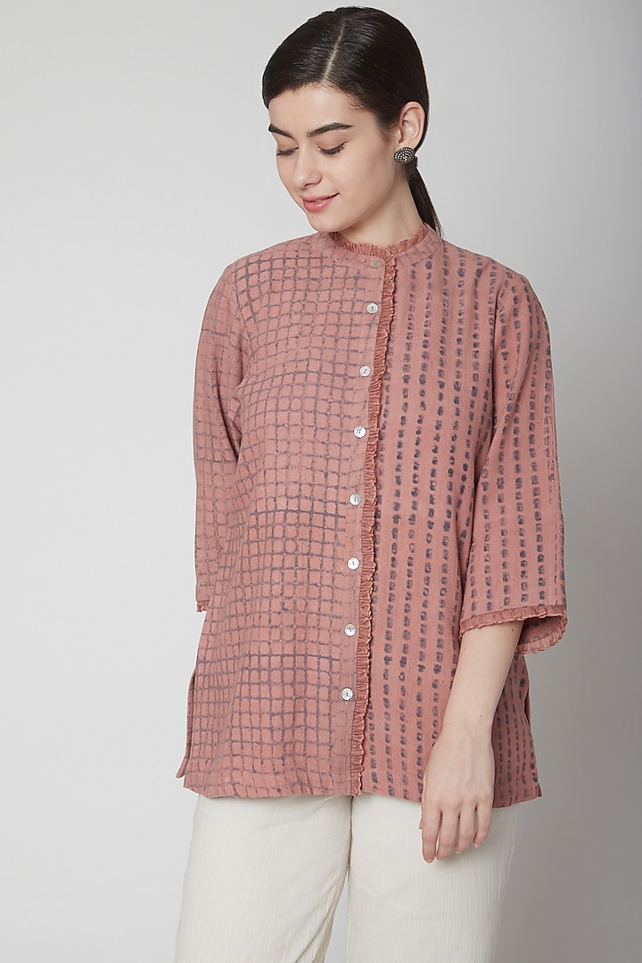 Red Floral & Checks Printed Shirt by Avni Bhuva at Pernia's Pop Up Shop