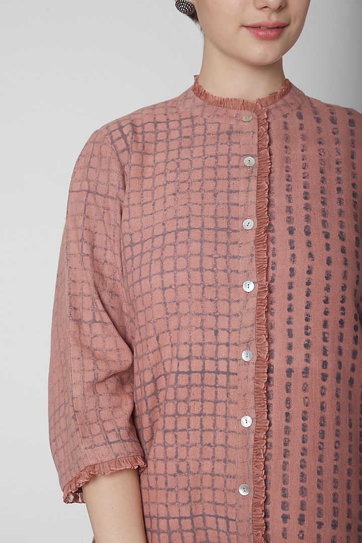 Red Floral & Checks Printed Shirt by Avni Bhuva at Pernia's Pop Up Shop
