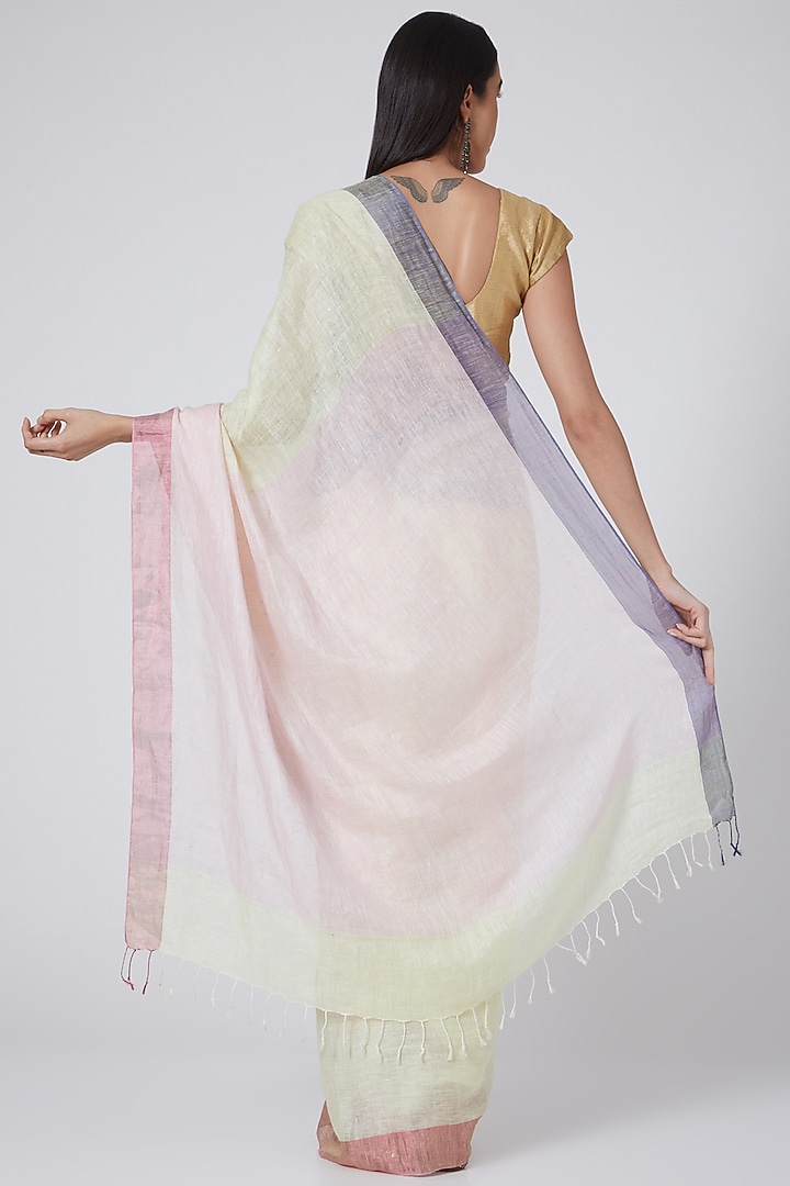 Beige Hand Block Printed Festive Saree by Avni Bhuva at Pernia's Pop Up Shop