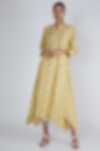 Yellow Asymmetric Printed Tunic by Avni Bhuva at Pernia's Pop Up Shop