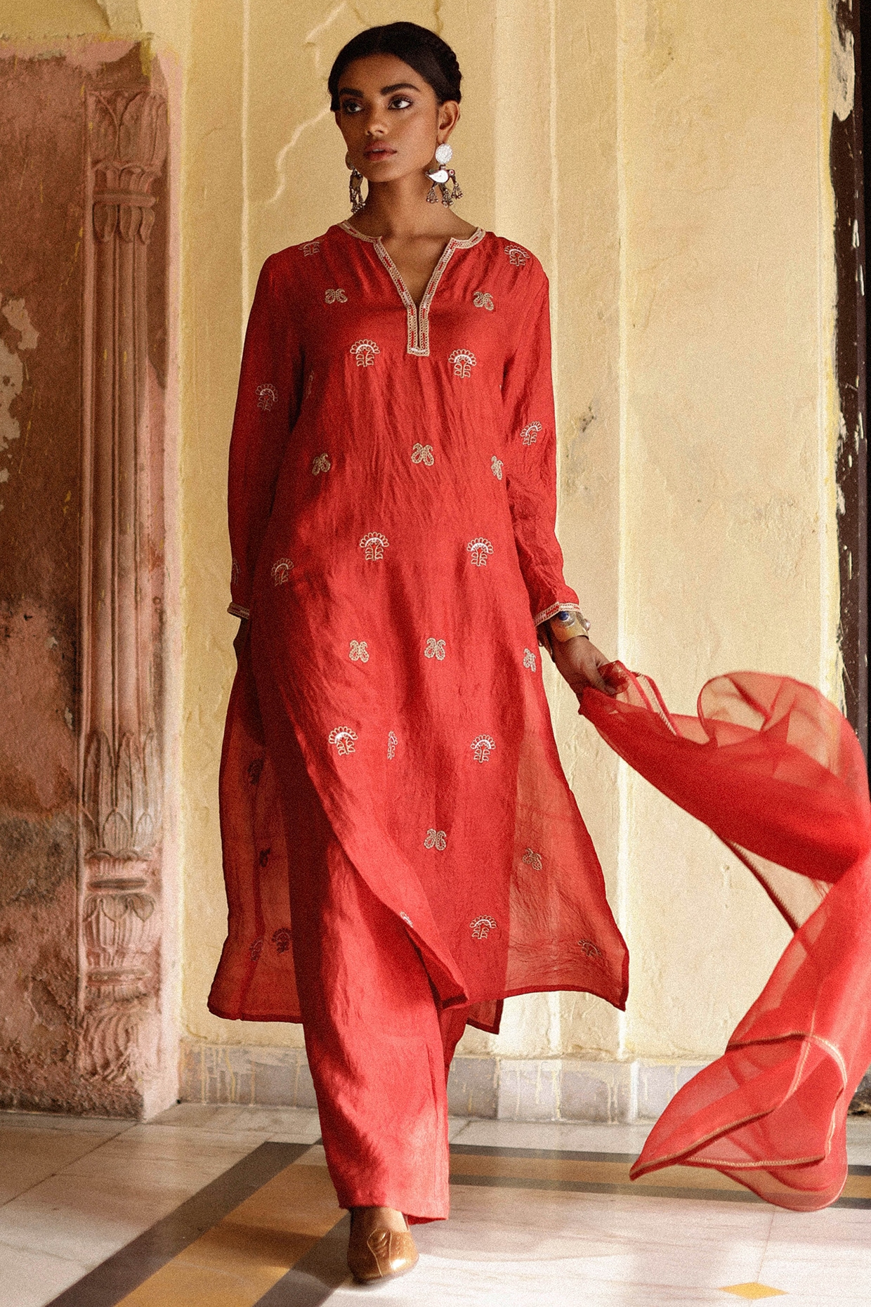 Plain red punjabi store suit