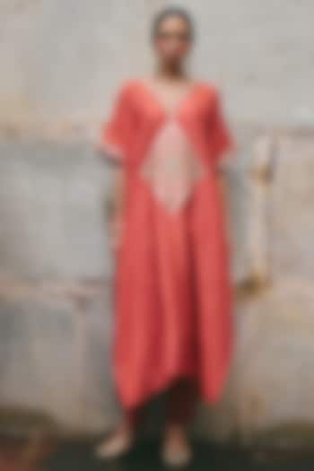 Rust Silk Dori Embroidered Kaftan Set by Avacara at Pernia's Pop Up Shop