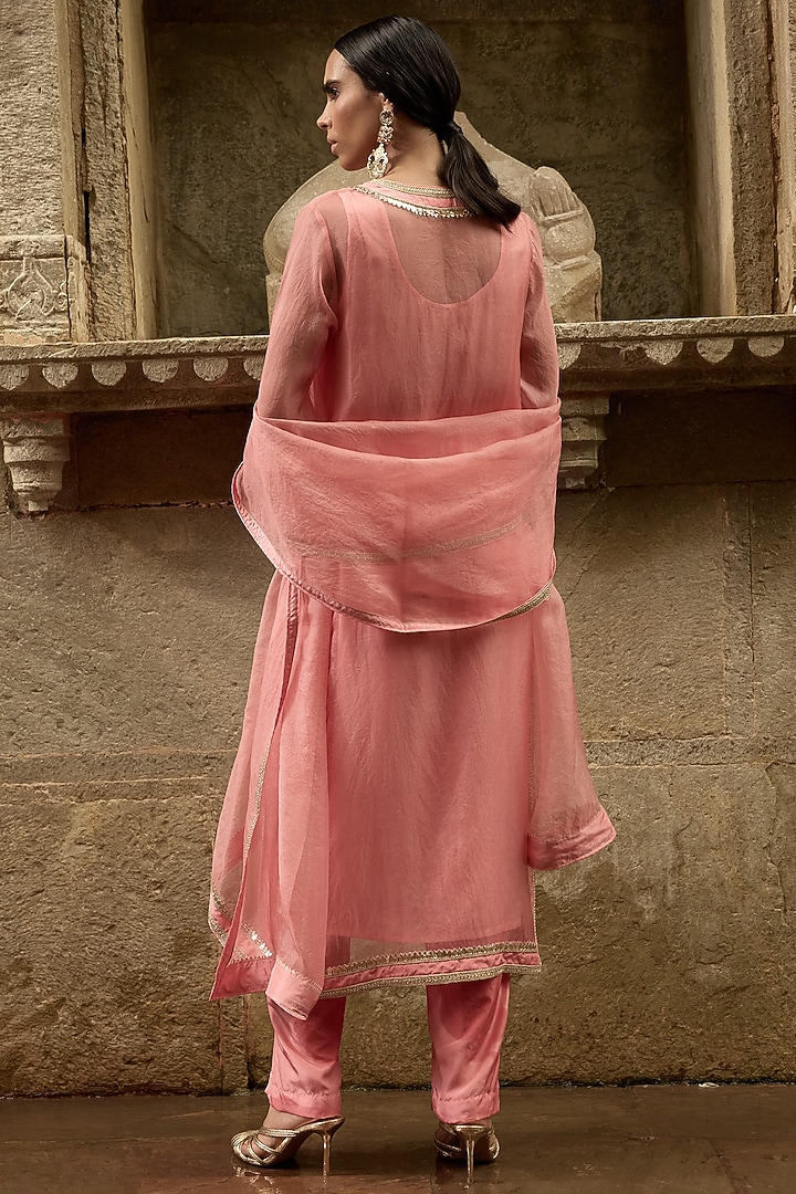 Pink Organza Dori Work Kurta Set by Avacara at Pernia's Pop Up Shop