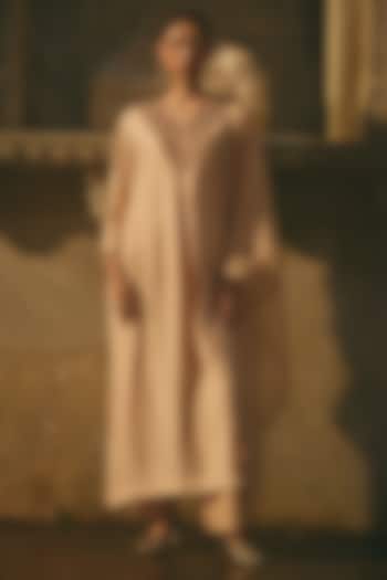 Beige Silk & Chanderi Dori Work Kurta by Avacara at Pernia's Pop Up Shop