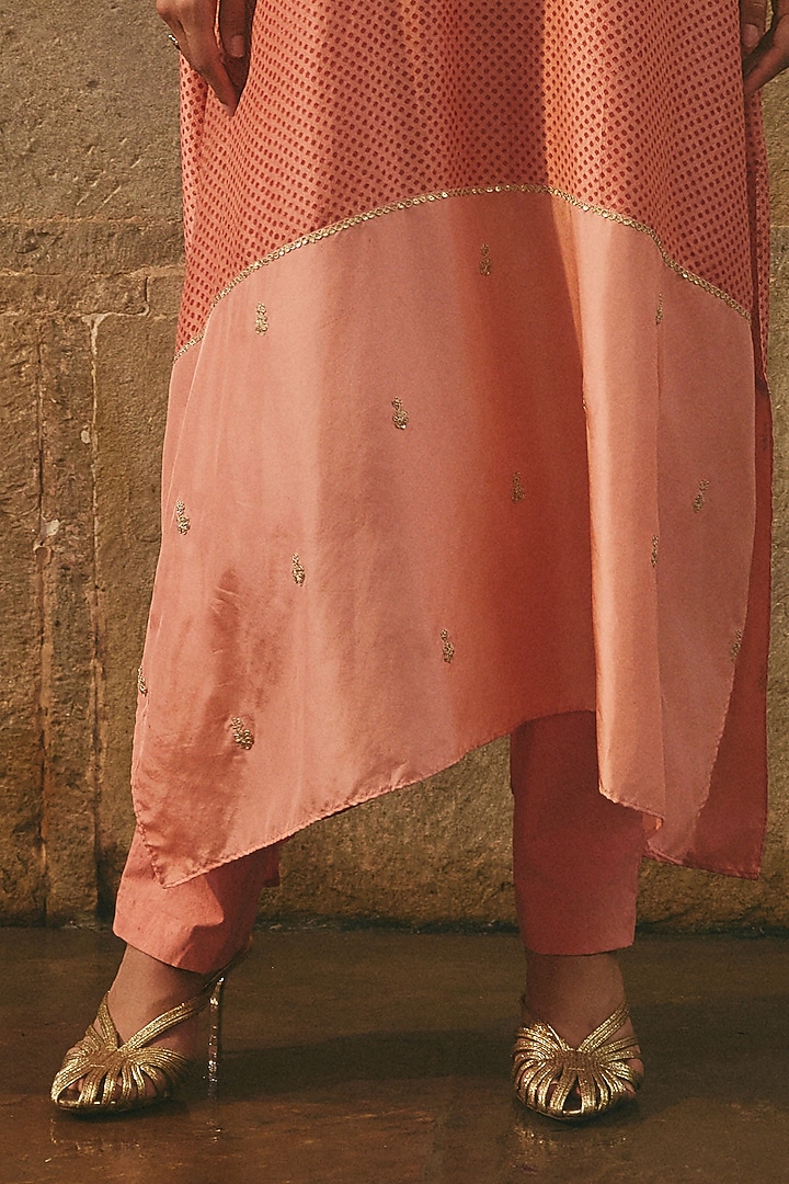 Pink Silk Dori Work Kaftan Set by Avacara at Pernia's Pop Up Shop