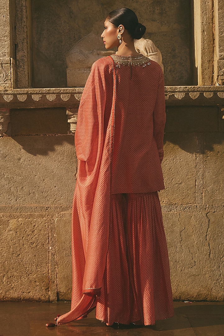 Pink Chanderi Embroidered Wedding Sharara Set by Avacara at Pernia's Pop Up Shop