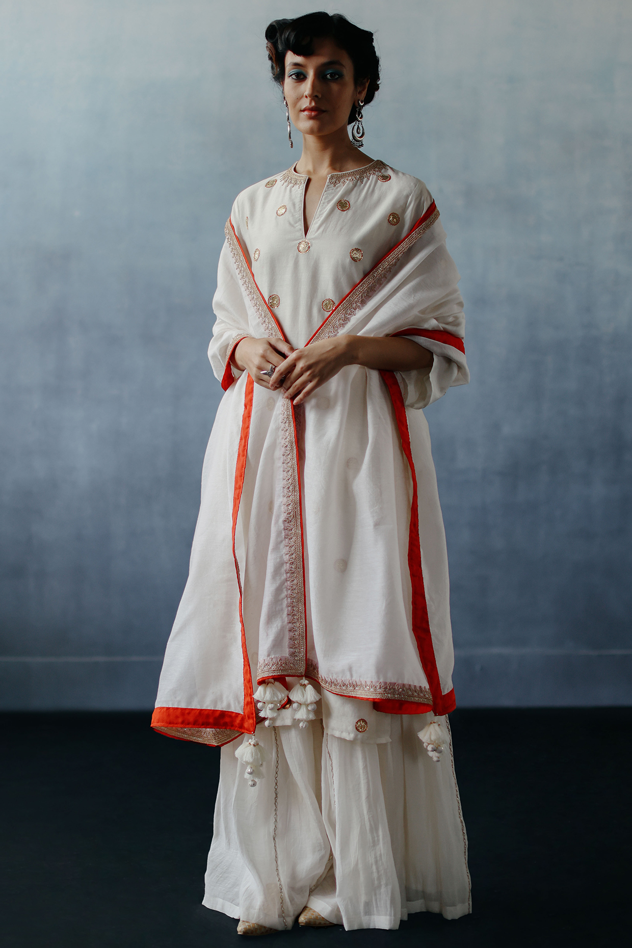 White Chanderi Wedding Sharara Set by Avacara at Pernia's Pop Up Shop